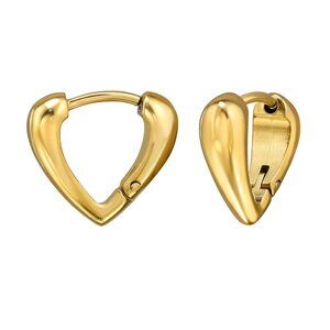 Stainless Steel Gold Chunky V-Shape Huggie Hoops 12mm Trending Hoops